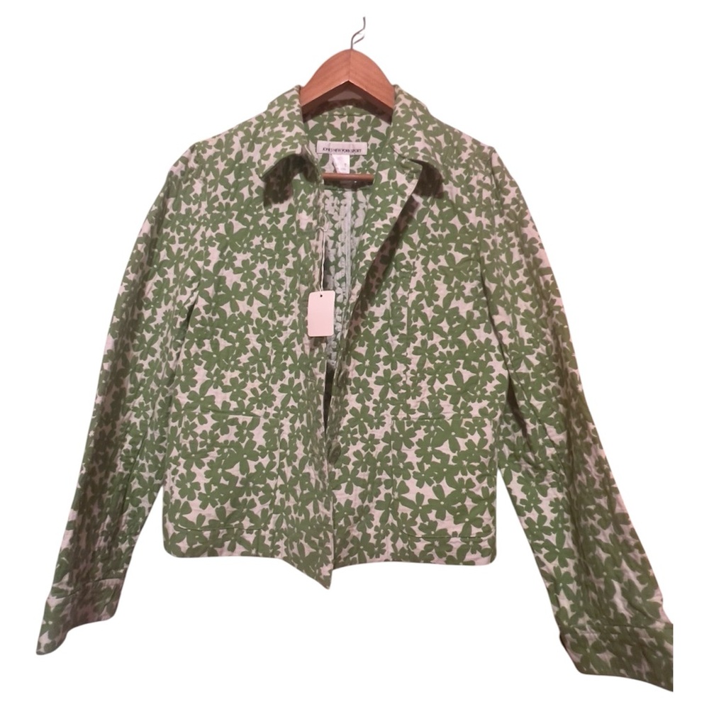 Jones New York Green and White Floral Blazer Size M